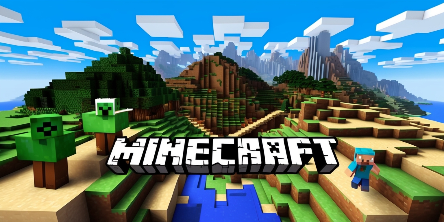 A vibrant and detailed digital artwork of the Minecraft game, showcasing a blocky 3D landscape with a vast open world, featuring various biomes, such as lush green forests, arid deserts, and majestic mountain ranges, with Creeper, Enderman, and Steve characters, set against a bright blue sky with white puffy clouds, incorporating a mix of earthy tones, including brown, green, and beige, with bold lines and textures, in a dynamic and adventurous composition, with the Minecraft logo subtly integrated in the foreground, in a bold, pixelated font, with a sense of excitement and exploration, inviting the viewer to step into the world of Minecraft.