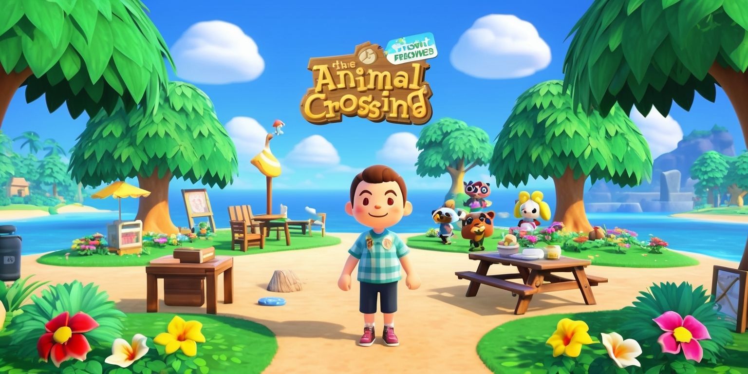 A colorful digital illustration of the Animal Crossing: New Horizons game, featuring Tom Nook standing in front of a beautifully designed island getaway, surrounded by lush green trees, vibrant flowers, and a clear blue sky with a few white fluffy clouds, with various furniture and decorations scattered around, including a fishing rod, a picnic table, and a few seashells, and a few adorable characters like Isabelle and K.K. Slider in the background, with a mix of modern and natural elements, and a warm inviting atmosphere, with soft lighting and subtle textures, and a slight emphasis on the game's relaxing and creative aspects.