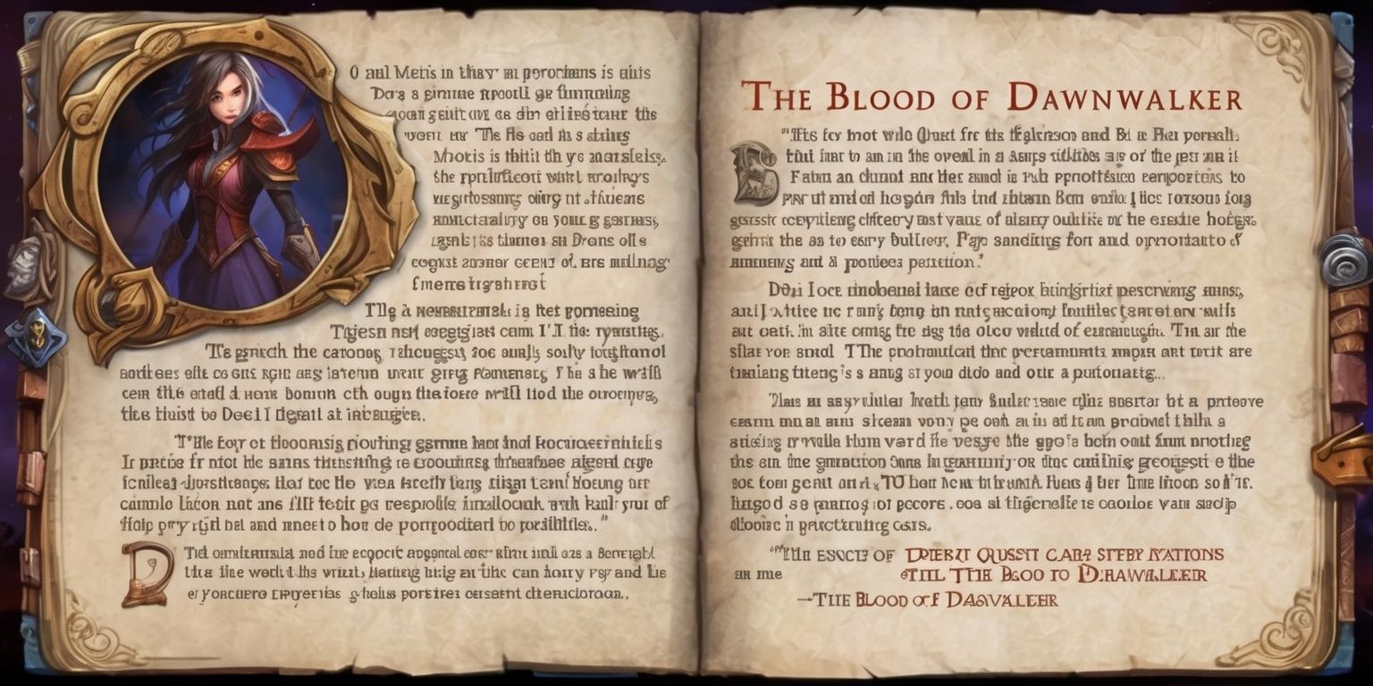 The essence of the text is an in-depth narrative exploration of romantic and quest-driven gameplay in a fantasy setting. It details how immersive storytelling, strategic quest decisions, and personalized dialogue build a profound bond between the protagonist and a mysterious character. Therefore, the object can be named as:

The Blood of Dawnwalker game